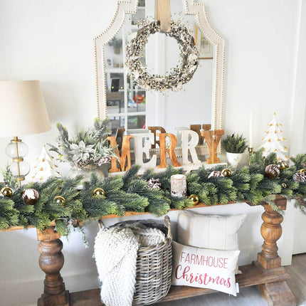 DearHouse Pine Christmas Garland,6Ft WinterArtificial Greenery Garland for Holiday Season Mantel Fireplace Table Runner Centerpiece Decor