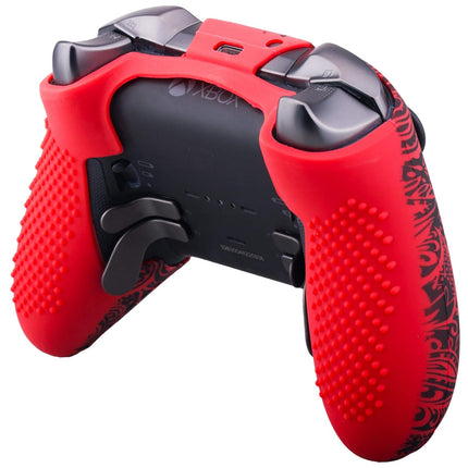 1 x Protective Customize Transfer Print Silicone Cover Skin Plants Red + 6 Thumb Grips Analog Caps for Xbox Elite Series 2 Controller