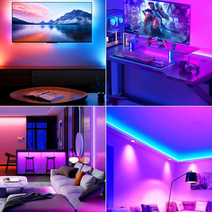 GIPOYENT TV Light Strip, Music Sync LED TV Backlights, for 32-50 Inch TV, LED TV Light with Bluetooth Function - RGB Color Changing Light Strip for Home Theater (9.8ft)
