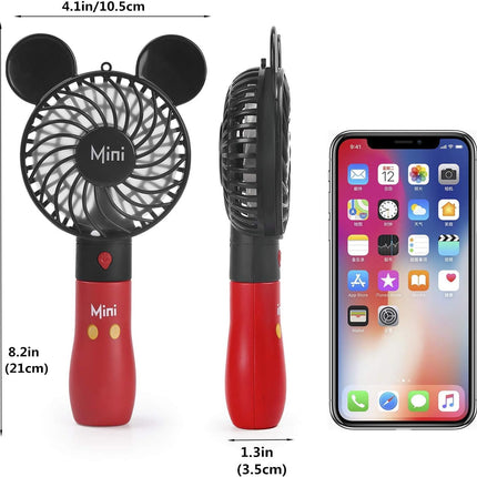 Hand Held Fan,Cartoon Fan Portable Hand Held Usb Rechargeable Fans With 3 Adjustment Speeds,Battery Operated Electric Powered Min