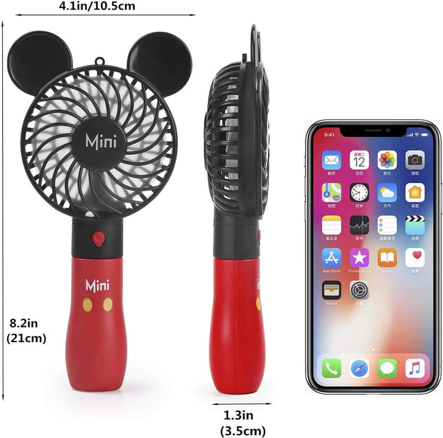 Hand Held Fan,Cartoon Fan Portable Hand Held Usb Rechargeable Fans With 3 Adjustment Speeds,Battery Operated Electric Powered Min