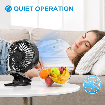 Keynice Usb Desk Fan, 4 Inch Small Clip Fan, 3 Speeds Personal Table Fans With Sturdy Clamp, Strong Airflow Fans For Bedroom, 360
