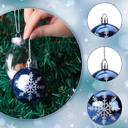 HAKACC 100PCS Christmas Ball Ornaments, Shatterproof Christmas Tree Ornaments Blue Baubles Snowflakes Hanging Ornaments for Xmas Tree Wreath Christmas Party Wedding