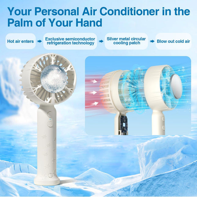 Handheld Cooling Fan, Handheld Fan Mini Air Conditioner Refrigeration Fan, Ice Cooling Mode With 3 Speed Wind, Usb Rechargeable