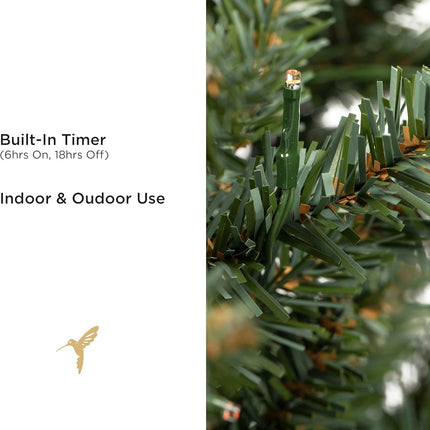 Papyrus 24" Pre-Lit Blue Spruce Artificial Wreath, Warm White Light, Battery Powered, Indoor/Outdoor