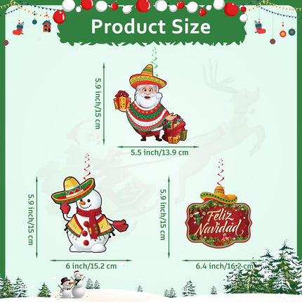 Glittery Feliz Navidad Banner Mexican Christmas Decorations Includes 1 Feliz Navidad Backdrop and 8 Hanging Swirls, Feliz Navidad Decorations for Home Office Fireplace Mantle