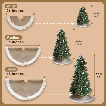 Your Magic Moment Christmas Tree Skirt 36', Burlap Christmas Tree Decorations, Christmas Tree Collar Boho Christmas Decor, Brown Christmas Ornaments (Medium)