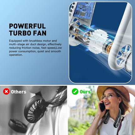 Neck Fan, Hand Free Personal Neck Fans For Your Neck, Portable Rechargeable Neck Fan, Up To 10 Hours Wearable Long Working Time