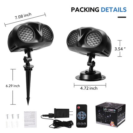 Outdoor Snowflake Projector Lights, IP65 Christmas Snow Projector, Rotating Dynamic Snow Landscape Projection Lamp with Remote Control, for Halloween, Xmas, Year, Parties, Weddings, and Patios