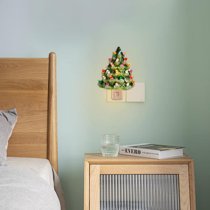 Blissun Ceramic Christmas Tree Night Light, 6" Snow-Capped Christmas Decorative Ceramic Tree