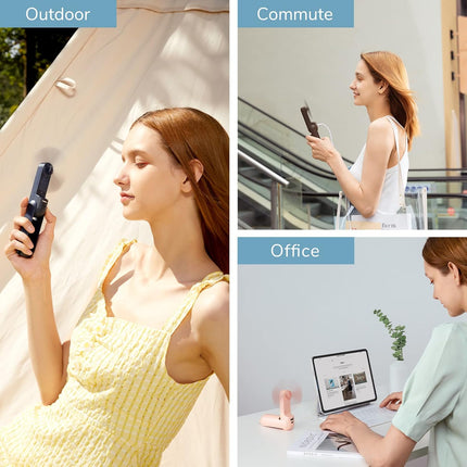 Jisulife 3 In 1 Handheld Fan, Mini Hand Fan, Portable Small Pocket Fan, Usb Rechargeable Fan 1421 Working Hours] With Power Bank
