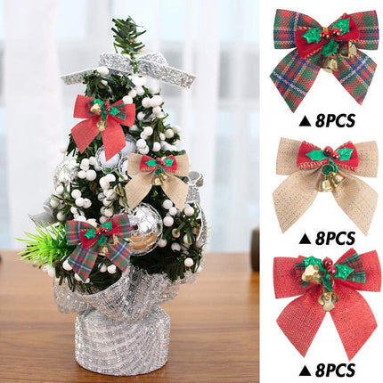 JOHOUSE Christmas Bow, 24pcs Christmas Wreath Christmas Tree Decoration s, with Iron Bells, 3.1 3.1 inch