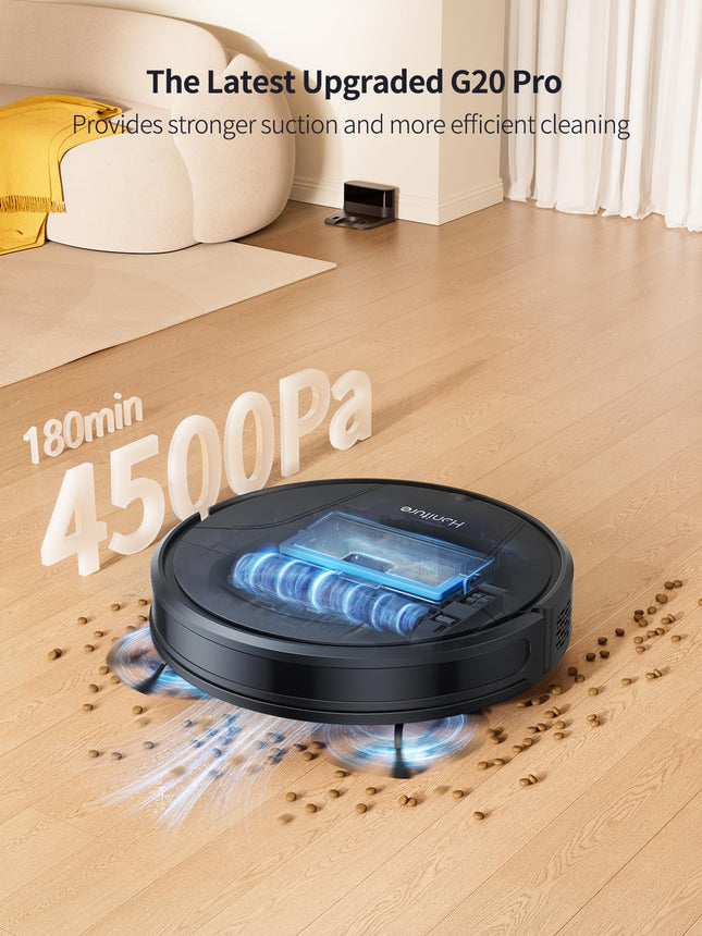 Honiture Robot Vacuum And Mop Combo, 4500Pa Strong Suction Robot Vacuum Cleaner With Selfcharging, 180Mins Run, App&Remote&Voice Control, Superslim, Ideal For Pet Hair G20 Pro