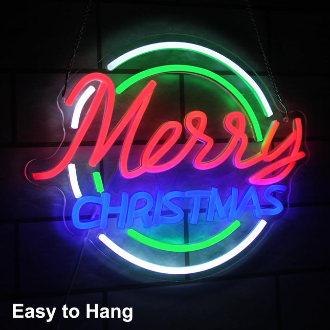 Merry Christmas Neon Sign Neon Christmas Lights Dimmable Merry Xmas LED Neon Light Sign Colorful Letters Neon Light Up Signs for Bedroom Bar Xmas Party Christmas Eve Decor s