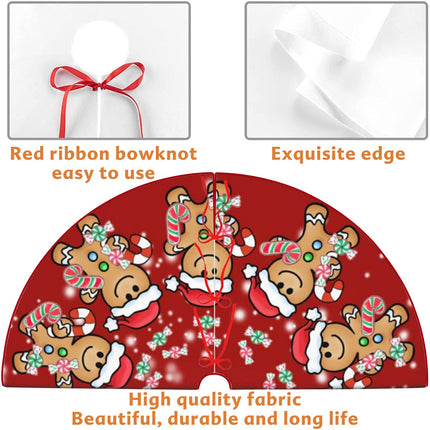 Jbralid Christmas Tree Skirt 48 Inch Christmas Gingerbread Sweet Candy Lollipop Xmas Tree Skirts Mat for Year Holiday Christmas Party Decorations
