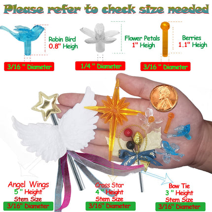 153Pcs Ceramic Christmas Tree Replacement Poinsettia Clear Bulbs-50 Clear Flower Lights＆50 Plastic Gold Berrys Tree Pegs＆50 Aqua Cardinal Birds Knob Decor for Glazed Tabletop Porcelain Trees,Etc.