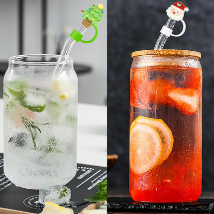 11Pcs Christmas Straw Cover Cap for Stanley Cup 10mm Silicone Holiday Straw Topper with Xmas Handle Charms for Stanley 30/40 Oz Tumbler Accessories Reusable Straw Tip Lids for Christmas s Decor