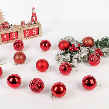 41ct Christmas Balls Shatterproof Hanging Decorations Set for Xmas Tree Garland Ornaments (Red, 2.36''/60mm)