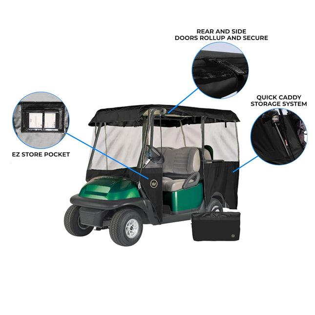 Greenline 4 Passenger Golf Cart Enclosure by Eevelle - Fits Roof Size Up to (80" L x 44" W)