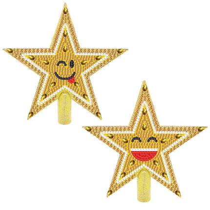 Mini Christmas Tree Topper Diamond Art Painting，Diamond Art Star Topper for Christmas Tree，Christmas Decorative Holiday Bethlehem Star Ornament
