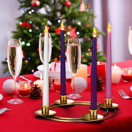 Sliner 2 Pcs Christmas Advent Wreath Ring Advent Ring Candle Holder Christmas Candle Rings Candle Wreaths Rings Metal Candle Holder for Xmas Birthday Festival Wedding Table Decorations