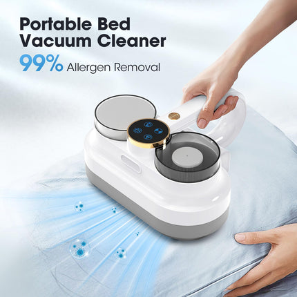 Bed Vacuum Cleaner, 12Kpa Strong Suction Mattress Vacuum Cleaner With U Vc Light & Ultrasonic, 400W High Frequency Beating For Deep Clean Dustpet Hair Corded