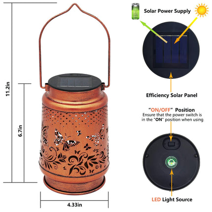 Solar Lanterns Outdoor Waterproof Butterfly Garden Decor as Birthday s for Women Mom,Hollow Out Retro Metal Decorative Garden Light,Graceful Decoration for Patio,Yard,Landscape,Walkway,Festival