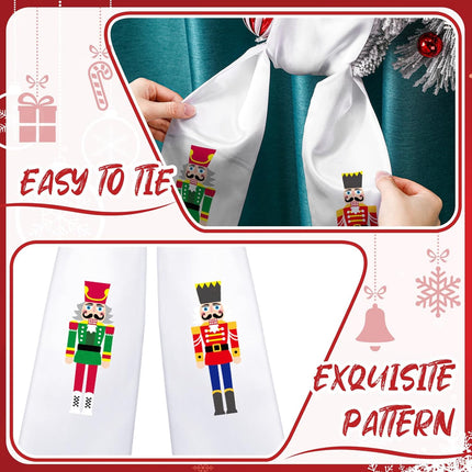 Wreath Sash for Front Door Wreath Satin Sash for Wreath Embroidery Monogram Wreath Sash Accessories Xmas Party Yard Doorway Indoor Outdoor Wall(Red, White,Nutcracker)