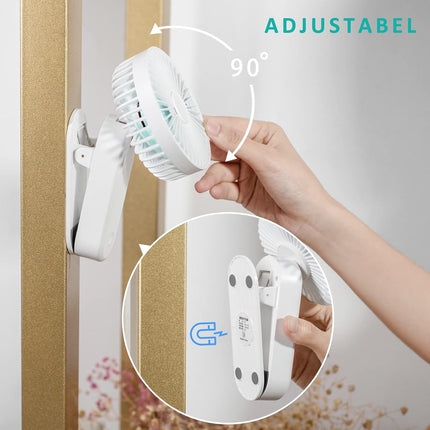 Handheld Mini Fan, Portable Clip On Fan Battery Operated, 3 Speeds Personal Hand Fan, Small Powerful Desk Fan With Magnet Base