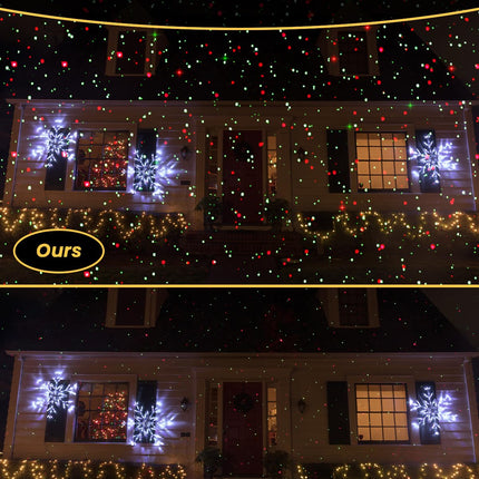 Christmas Projector Lights Outdoor: Red and Green Christmas Laser Lights Outdoor for House Garden Holiday - Christmas Light Show with Remote 3540 Sq Ft (Christmas & Fireflies Patterns)
