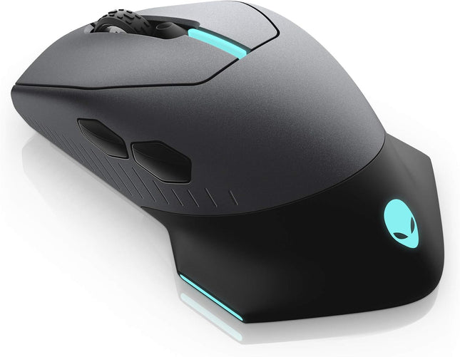 Alienware AW610M Wired/Wireless Gaming Mouse - 16000 DPI Optical Sensor, 350 Hour Rechargeable Battery Life, 7 Programmable Buttons, 16.8 million AlienFX RGB Lighting - Dark Side of the Moon
