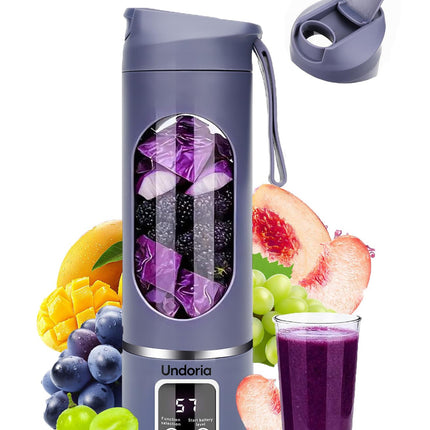 Undoria Portable Blender Cordless for Shakes and Smoothies12 Blades USB Rechargeable Small Blender16 oz Personal for Ice and Frozen Fruit Compact and Easy to Clean Ideal for Home and Travel (Purple)