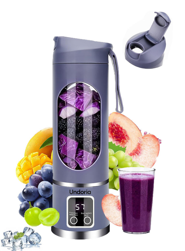 Undoria Portable Blender Cordless for Shakes and Smoothies12 Blades USB Rechargeable Small Blender16 oz Personal for Ice and Frozen Fruit Compact and Easy to Clean Ideal for Home and Travel (Purple)