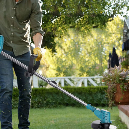 Weed Wacker Cordless 21V, 47" Adjustable String Trimmer with Blade, Brush Cutter Lawn Edger Battery Powered 6000mAh, Lightweight Cordless Weed Eater Grass Trimmer for Lawn Trimming Lawn Care