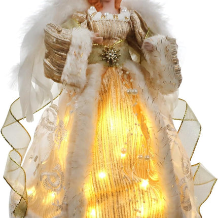 LED Angel Christmas Treetop Figurine with String Lights for Holiday Ornament or Indoor Home Table top Decor.12-Inch