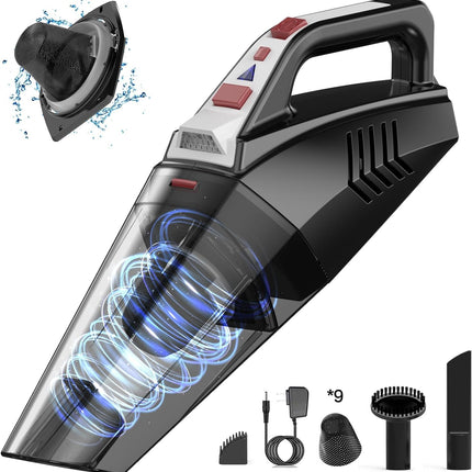 Hihhy Handheld Vacuum Cordless, Car Vacuum Portable Cordless, Hand Vacuum Rechargeable 1.6 Lbs With 9000Pa Powerful Suction, Mini Vacuum Cleaner For Home, Car, H306