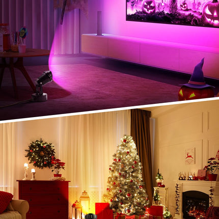 ZUCKEO Christmas LED Spot Lights Indoor RGBW Up Lights with Remote, 120V 10W Uplighting Indoor Spotlights Plug in, 4.92FT Code Accent Flood Light Color Changing Landscape Lighting with Switch (2Pack)