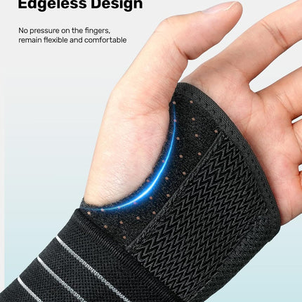 Rakiie Carpal Tunnel Wrist Brace Left Hand, Adjustable Night Wrist Support with 3 Metal Splints, Hand Brace for Men Women No Pressure on Thumb, Splint Stabilizer for Work, Arthritis, Gray Medium - Left Hand