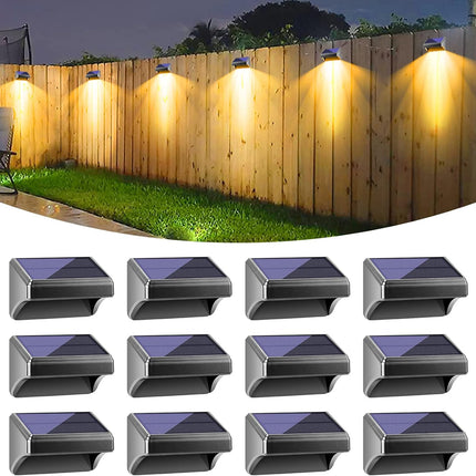 Bridika Solar Fence Lights, Fence Lights Fence Solar Lights Outdoor Waterproof Warm White Color Glow Led Solar Lights For Backyar