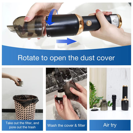 Fanisic Mini Handheld Vacuum Cleaner, 9500Pa Cordless Car Vacuum Rechargeable, Hand Vacuum & Detachable Led Flashlight 2 In 1, Lightweight Vacuum Cleaner For Laptop Keyboard, Piano, Crevices, Crumbs