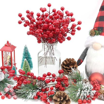 30 Pack Artificial Red Berry Stems, 8.2 Inch Christmas Berry Picks Holly Berries Branches for Christmas Tree Decorations DIY Crafts Wreath Decor