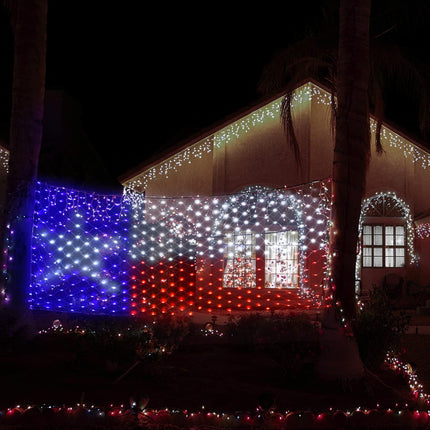 Leisure world LED Texas Flag Net Lights Outdoor, 384 LED American Flag Lights Texas Decor, 3.3 x 6.6 FT Patriotic Outdoor Lights, 8 Modes Texas Led Flag Lights for 4th of July, Christmas Decorations