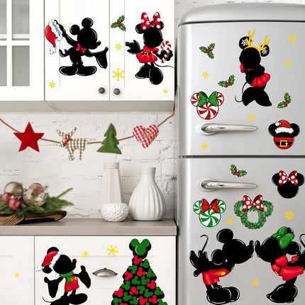 Yovkky 88 PCS Merry Christmas Window Clings, Year Christmas Mouse Xmas Tree Green Red Stickers Decals Decor, Peppermint Candy Wreath Winter Snowflakes Holiday Party Home Kitchen Decorations
