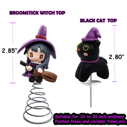Halloween Ceramic Christmas Tree Replacement Tree Topper, 2Pcs Festive Themed Treetops Ornaments - Topstar for Desktop Trees DIY Decorations (Witchcraft)