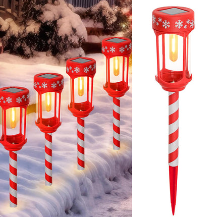 6 Pack Solar Christmas Pathway Lights - Christmas Decorative Lights Waterproof & Auto On/Off Xmas for Garden Landscape Patio Yard Walkway Decor