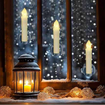 PChero Window Candles Battery Operated with Timer Remote, 20 Pcs Christmas Flameless Candles, Waterproof Flickering Taper Candles for Window, Christmas Tree, Halloween Decor