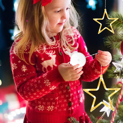 LED Stars Christmas Lights,3 Pack LED Christmas Window Lights,10 LEDs Christmas Decorations with Timer for Window Decoration, Christmas Decoration, Balcony,Party,Wedding,Warm White