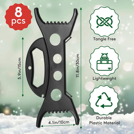 8PCS Christmas Light Storage Holder, Holiday Light Organizer Reels Plastic Rope Winder String Light Storage for Tree Lights Extension Cord Beads Garland(Black)