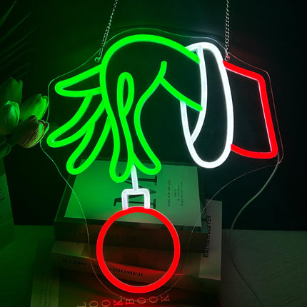 Christmas Neon Sign,Merry Christmas LED Decoration Neon Signs for Wall Decor,Dimmable Hand Neon Light,Christmas LED Neon Sign