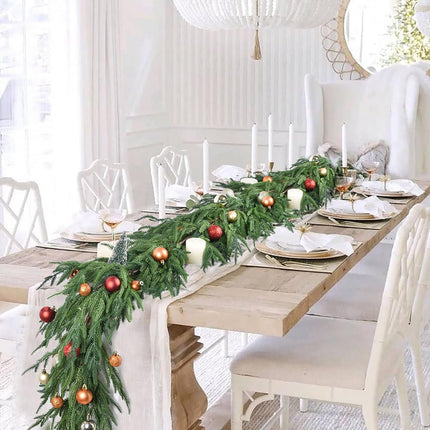 Christmas Norfolk Pine Garland - 6ft Artificial Pine Greenery Garlands, Norfolk Pine Leaves Real Touch Garland for Christmas Holiday Mantle Fireplace Table Home Decor (6 feet)